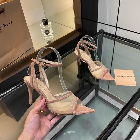 Gianvito Rossi Elegant Pointed Toe Mesh High Heel Mules