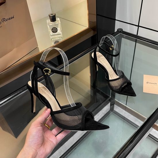 Gianvito Rossi Elegant Pointed Toe Mesh High Heel Mules