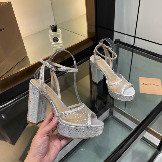 Gianvito Rossi Rhinestone Platform Chunky Heel Dress Sandals