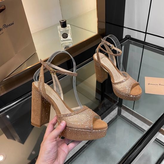 Gianvito Rossi Rhinestone Platform Chunky Heel Dress Sandals