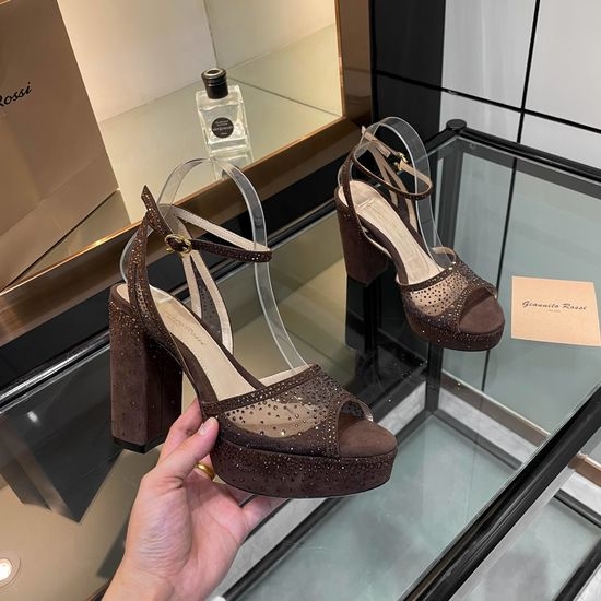 Gianvito Rossi Rhinestone Platform Chunky Heel Dress Sandals
