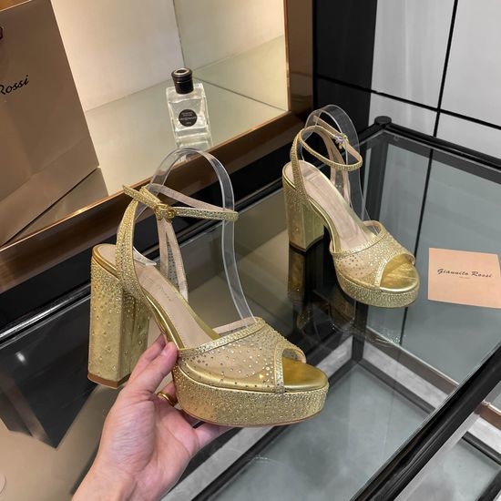 Gianvito Rossi Rhinestone Platform Chunky Heel Dress Sandals
