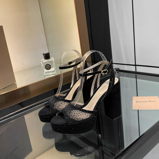 Gianvito Rossi Rhinestone Platform Chunky Heel Dress Sandals