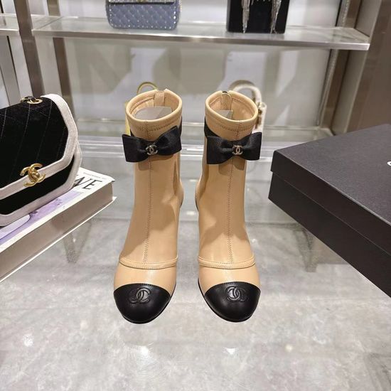 Chanel Classic Bow Decor Leather Comfort Heels