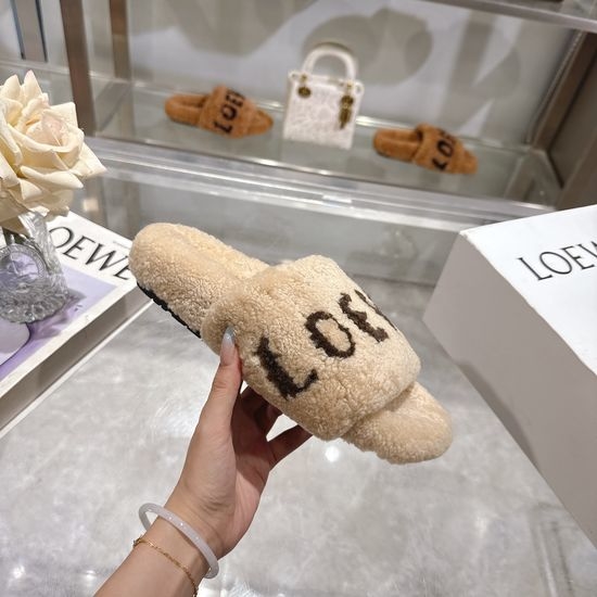 Loewe Premium Pure Wool TPU Sole Warm Fuzzy Slippers