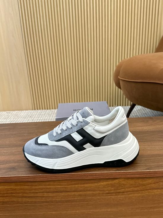 Hogan Color-Block Thick-Soled Sneakers with Striped Design