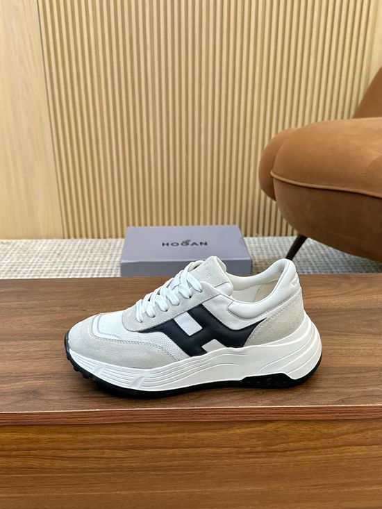 Hogan Color-Block Thick-Soled Sneakers with Striped Design