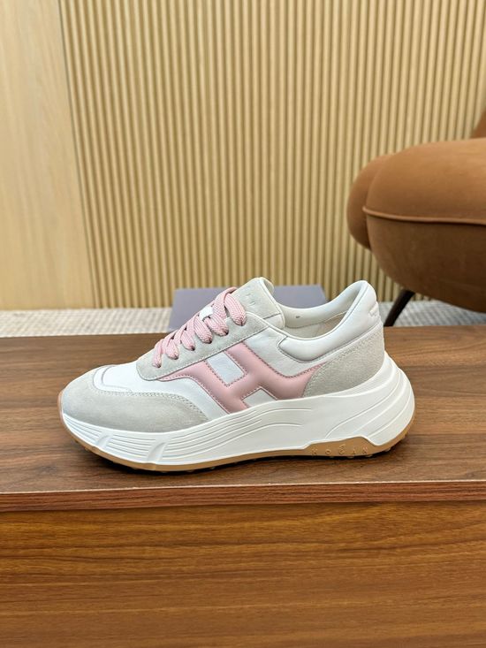 Hogan Color-Block Thick-Soled Sneakers with Striped Design