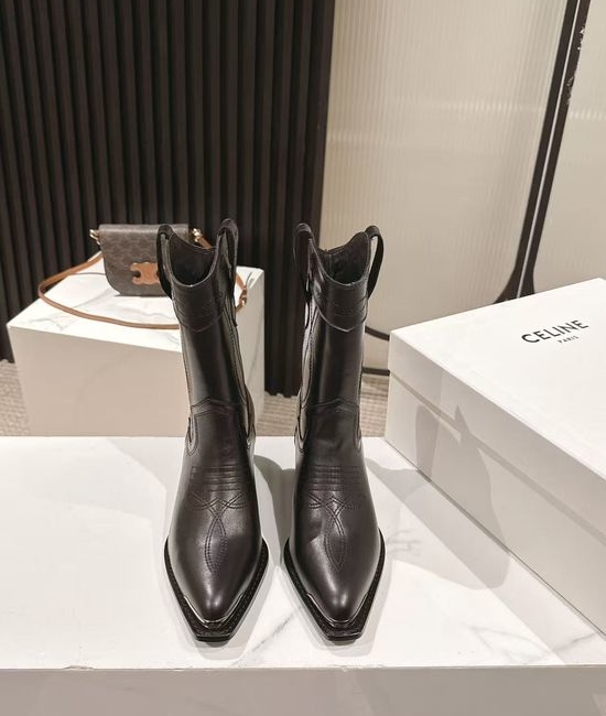 Celine Vintage Logo Decor Runway Style Ankle Boots