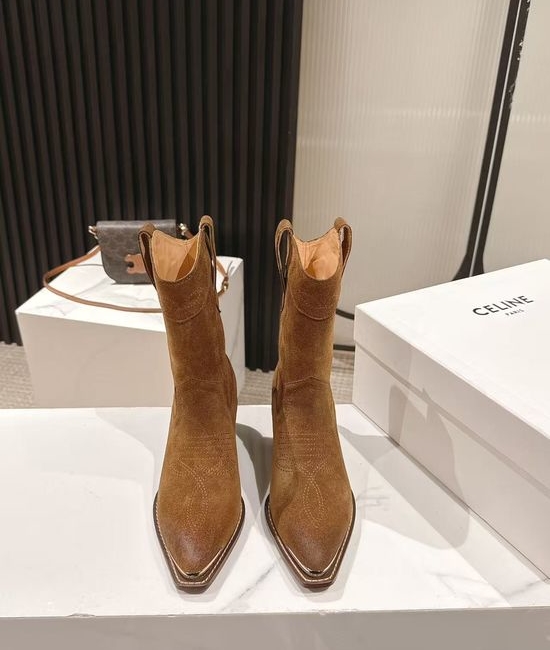Celine Vintage Logo Decor Runway Style Ankle Boots