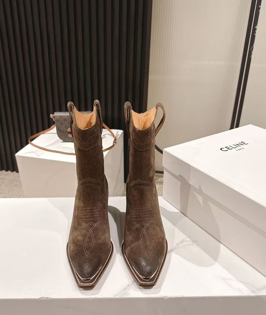 Celine Vintage Logo Decor Runway Style Ankle Boots