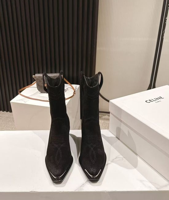 Celine Vintage Logo Decor Runway Style Ankle Boots