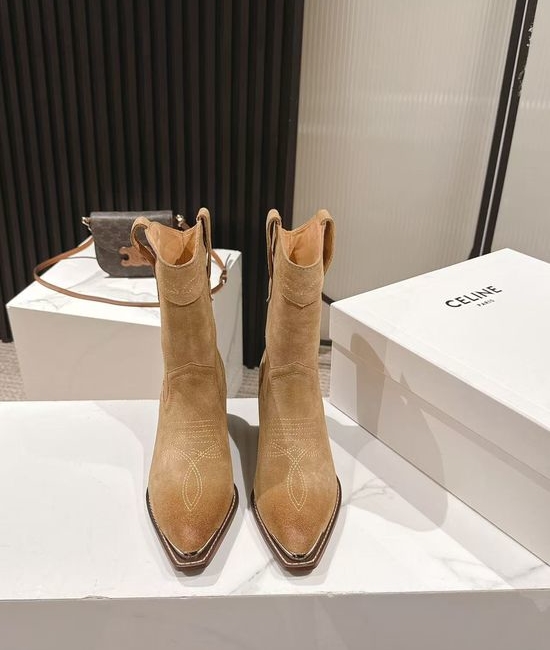 Celine Vintage Logo Decor Runway Style Ankle Boots