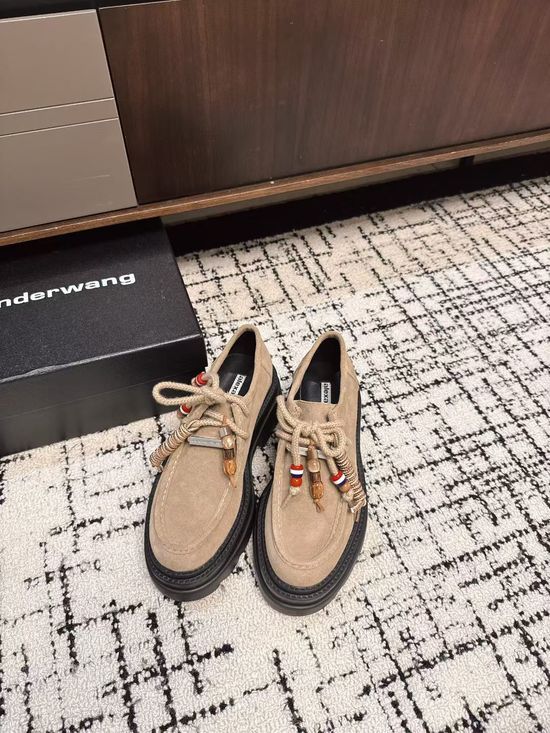 Alexander Wang Suede Platform Loafers with Emblem Casual Comfortable Footwear