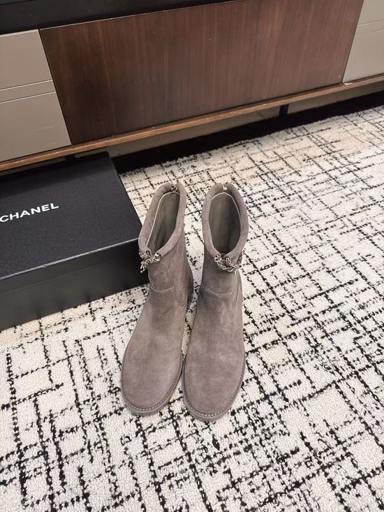 Chanel Suede Color Block Slip On Riding Ankle Boots