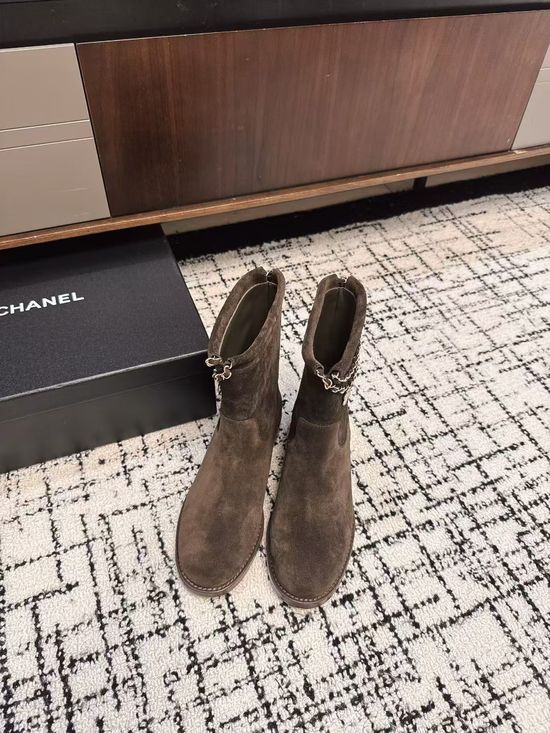 Chanel Suede Color Block Slip On Riding Ankle Boots