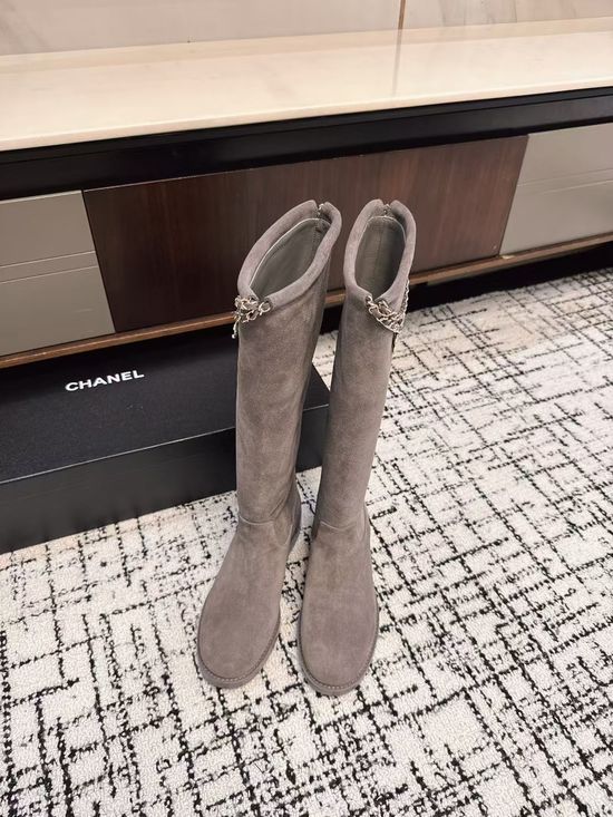 Chanel Suede Color Block Slip On Riding Ankle Boots