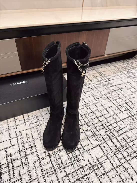 Chanel Suede Color Block Slip On Riding Ankle Boots