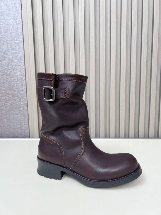 Prada Vintage Leather Moto Boots Non Slip Casual Ankle Boots