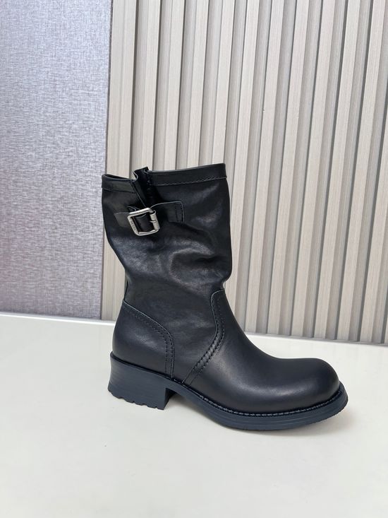 Prada Vintage Leather Moto Boots Non Slip Casual Ankle Boots