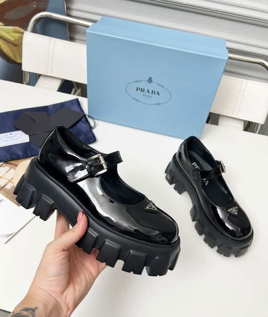 Prada Platform Leather Mary Janes Non Slip Sole