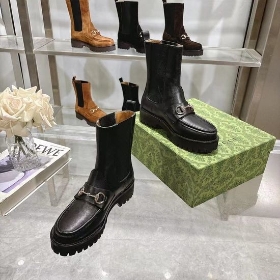 Gucci 7 Inch Fashion Suede Ankle Boots With Leather Sole