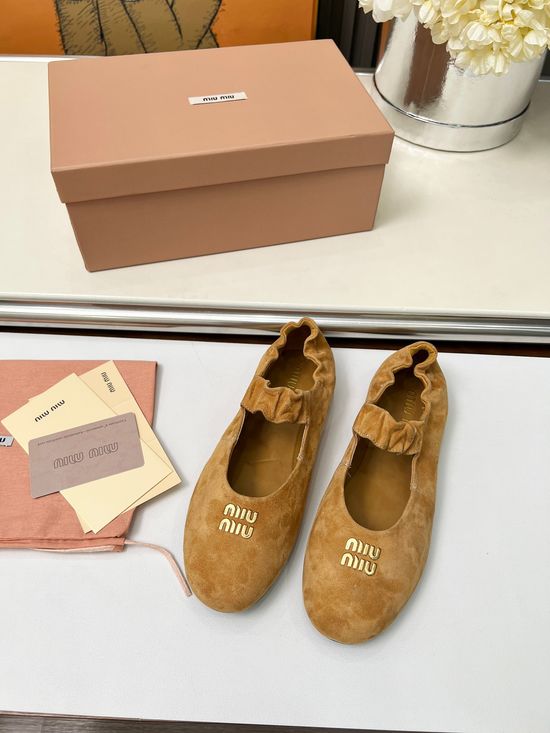 Miu Miu Soft Leather Bow Mary Jane Ballet Flats