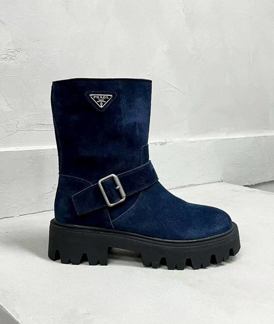Prada Classic Logo Leather Warm Slim Fit Fashion Ankle Boots