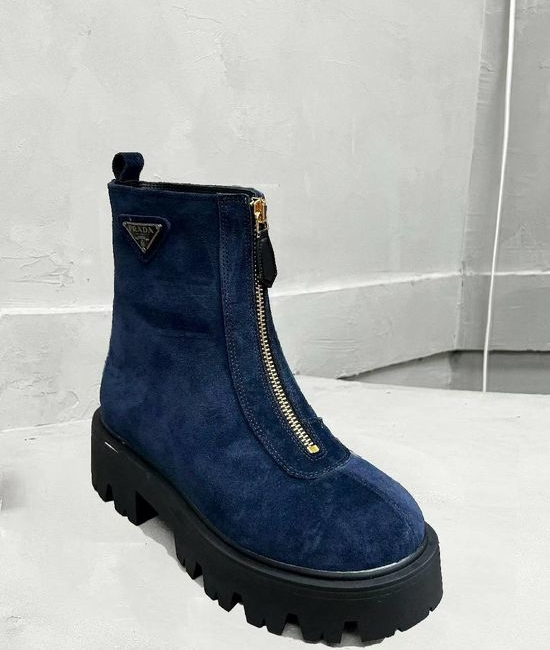 Prada Classic Logo Leather Warm Slim Fit Fashion Ankle Boots