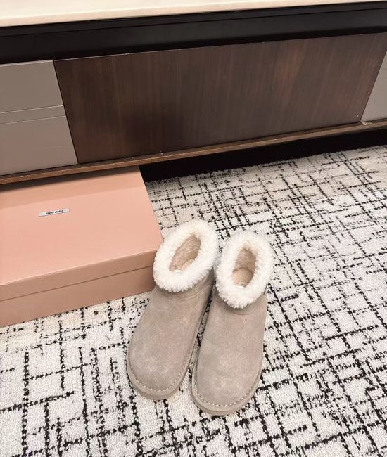 Miu Miu Lace-up Wool Lined Suede Short Winter Boots