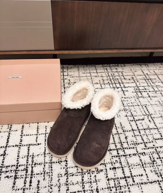 Miu Miu Lace-up Wool Lined Suede Short Winter Boots