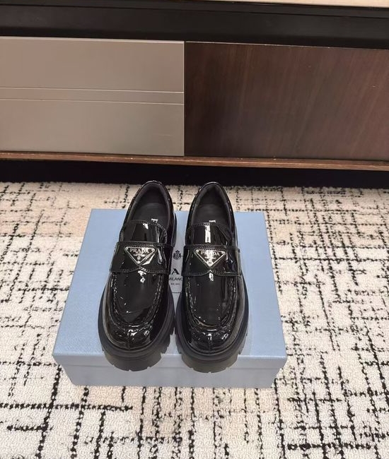 Prada Platform Thick Sole Casual Leather Loafer Shoes