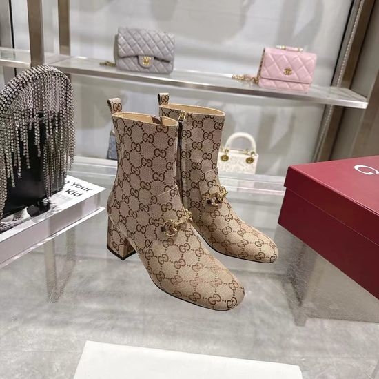 Gucci 8 Inch Cowhide Mid Calf Boots With Low Heel
