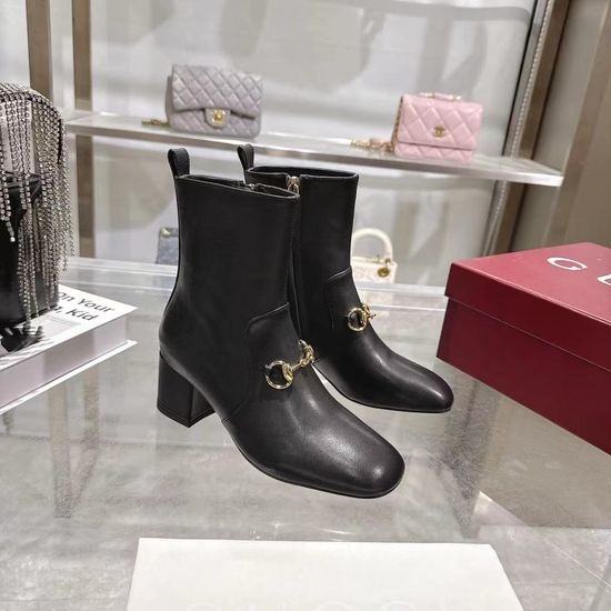 Gucci 8 Inch Cowhide Mid Calf Boots With Low Heel