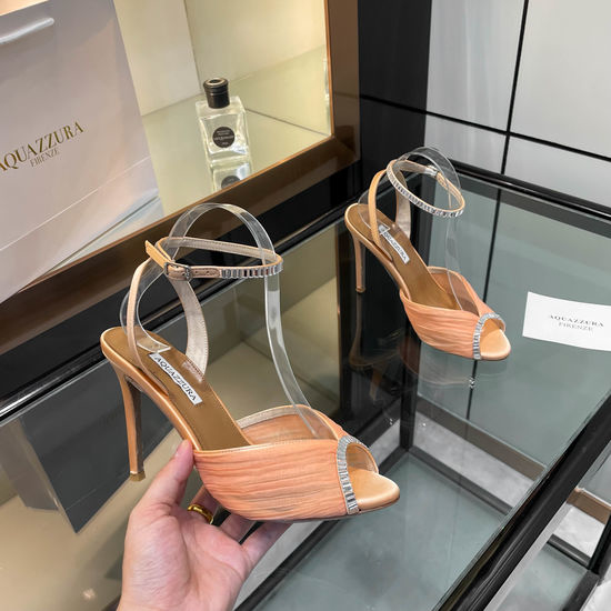 Aquazzura Rhinestone Sheepskin High Heel Party Sandals