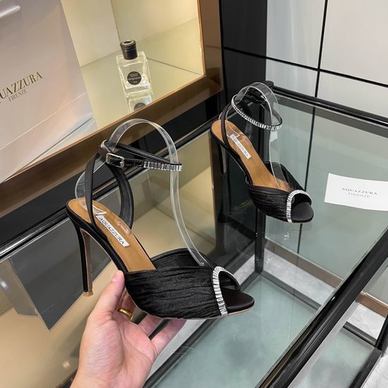 Aquazzura Rhinestone Sheepskin High Heel Party Sandals