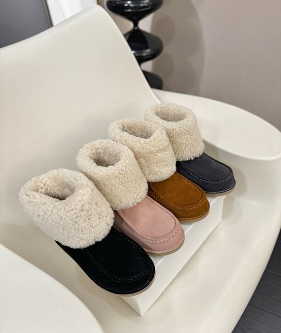 Chloe Suede Winter Footwear with Warm Wool Lining Non-slip Sole