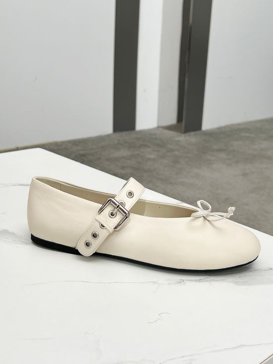 Miu Miu Bow Decor Mary Jane Soft Sheepskin Ballet Flats
