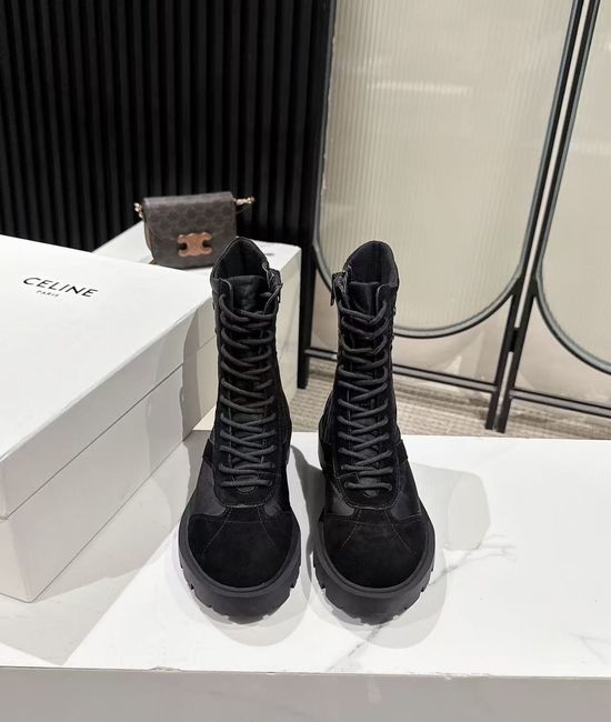 Celine Vintage Leather Ankle Boots with Logo Detail