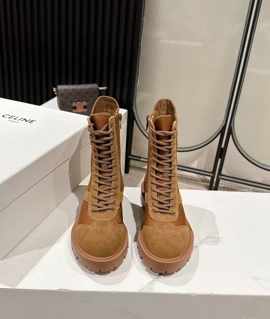 Celine Vintage Leather Ankle Boots with Logo Detail