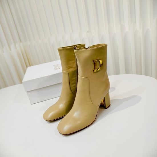 Christian Dior CD Cow Leather Ankle Boots with Chunky Heel