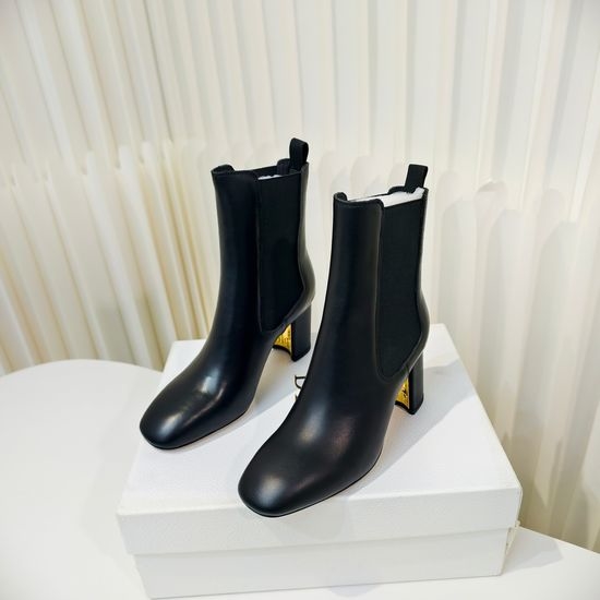 Christian Dior CD Patent Leather Ankle Boots with Side Zipper