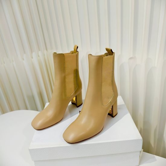 Christian Dior CD Suede Leather Ankle Boots with Metal Heel