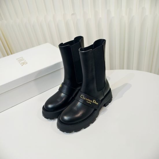 Christian Dior CD Chelsea Boots with Rubber Sole and Buckle Decor