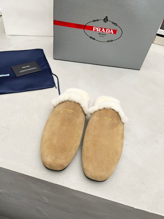 Prada Warm Thick Sole Wool Shoes Comfortable Durable Footwear