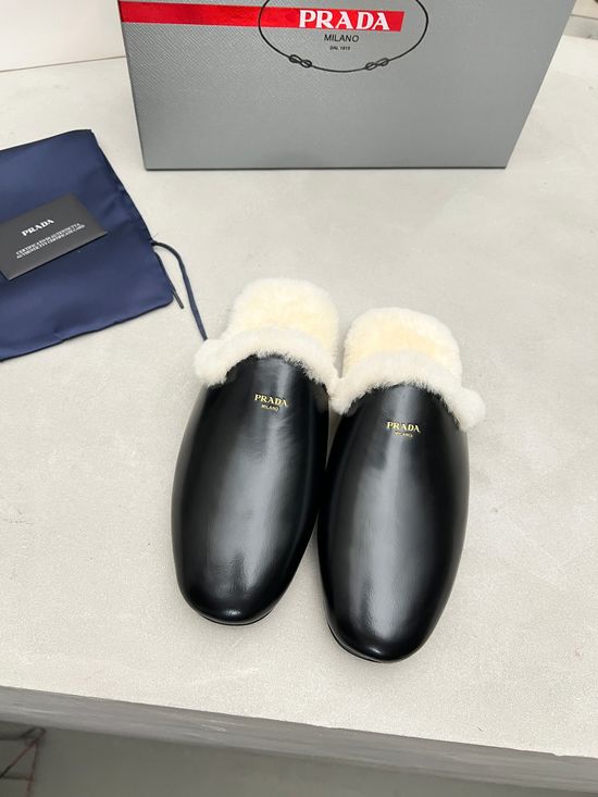 Prada Warm Thick Sole Wool Shoes Comfortable Durable Footwear