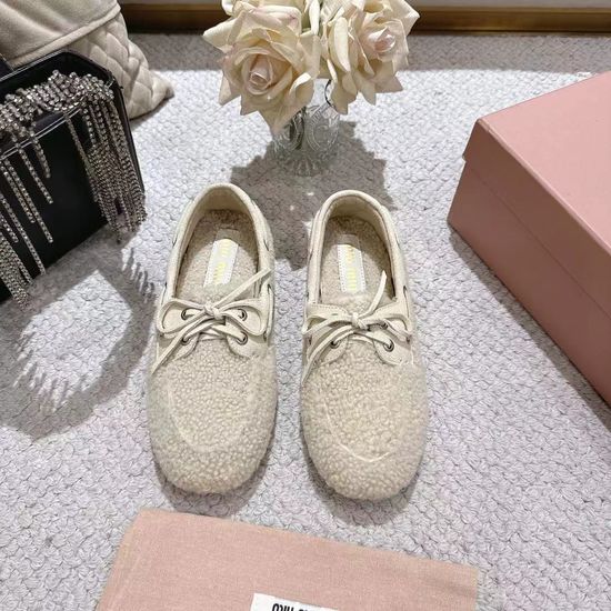 Miu Miu Bow Decor Fuzzy Loafers Comfortable Non Slip Sole