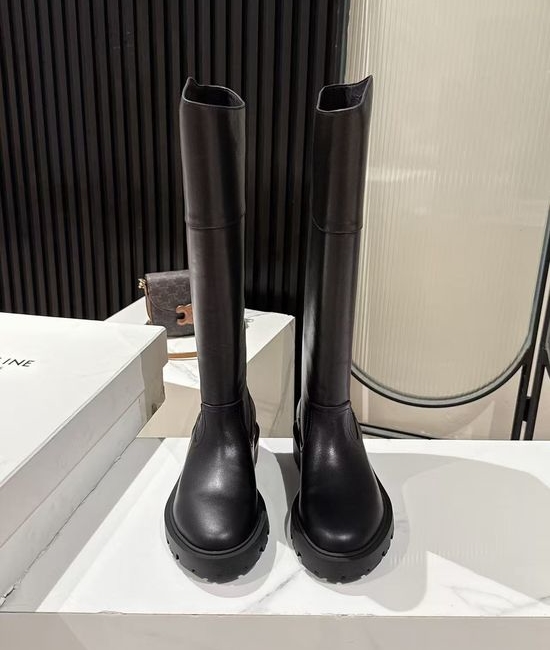 Celine Premium Cowhide Leather Knight Boots Comfortable Retro Style