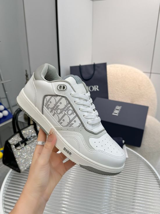 Christian Dior Premium Leather Patchwork Casual Sneakers With Accessories