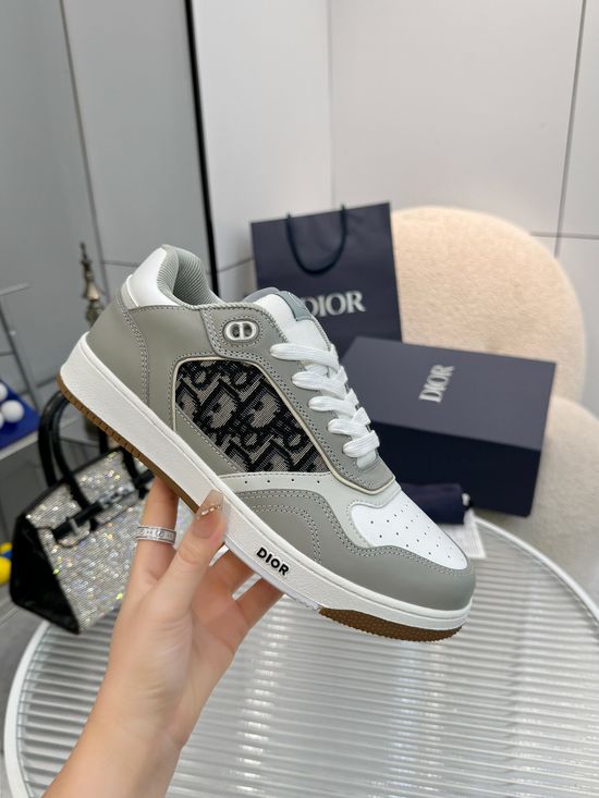 Christian Dior Premium Leather Patchwork Casual Sneakers With Accessories